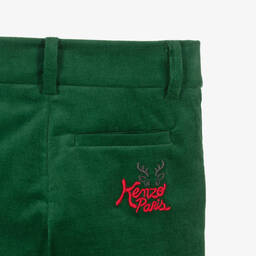 KENZO KIDS-Boys Green Festive Cotton Trousers | Childrensalon Outlet