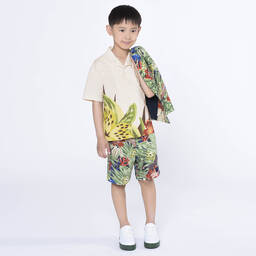 KENZO KIDS-Зеленые хлопковые шорты-бермуды | Childrensalon Outlet