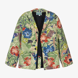 كينزو كيدز-جاكيت بلايزر كتان لون أخضر للأولاد | Childrensalon Outlet