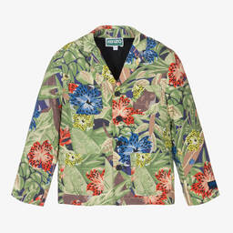 كينزو كيدز-جاكيت بلايزر كتان لون أخضر للأولاد | Childrensalon Outlet