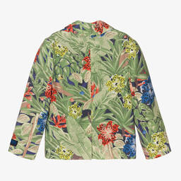 كينزو كيدز-جاكيت بلايزر كتان لون أخضر للأولاد | Childrensalon Outlet