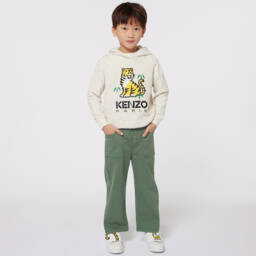 KENZO KIDS-Boys Green Twill Trousers | Childrensalon Outlet