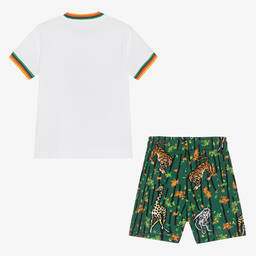 KENZO KIDS-Boys Green & White Cotton Shorts Set | Childrensalon Outlet