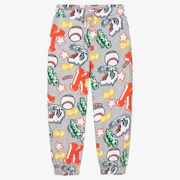 KENZO KIDS-Серые хлопковые джоггеры с тиграми | Childrensalon Outlet