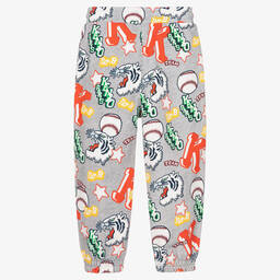 KENZO KIDS-Серые хлопковые джоггеры с тиграми | Childrensalon Outlet