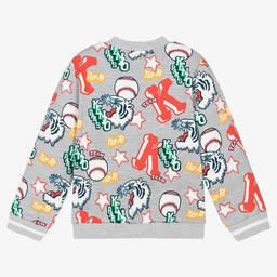 كينزو كيدز-سويتشيرت قطن جيرسي لون رمادي للأولاد | Childrensalon Outlet