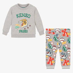 KENZO KIDS-Boys Grey Cotton Varsity Tiger Tracksuit | Childrensalon Outlet