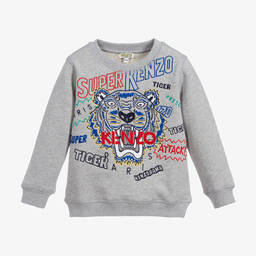 KENZO KIDS-Boys Grey Tiger Sweatshirt | Childrensalon Outlet