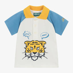 KENZO KIDS-Boys Ivory Cotton Tiger Polo Shirt | Childrensalon Outlet