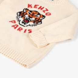 KENZO KIDS-Boys Ivory Tiger Knit Jumper | Childrensalon Outlet