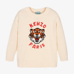 KENZO KIDS-Boys Ivory Tiger Knit Jumper | Childrensalon Outlet