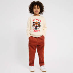 KENZO KIDS-Boys Ivory Tiger Knit Jumper | Childrensalon Outlet