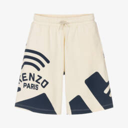 KENZO KIDS-Boys Ivory Wave Pattern Shorts | Childrensalon Outlet