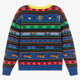 KENZO KIDS-Boys Multicolour Jacquard Knit Sweater | Childrensalon Outlet