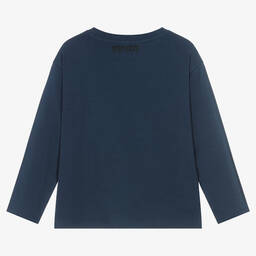 KENZO KIDS-Boys Navy Blue Cotton Boke Top | Childrensalon Outlet