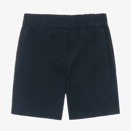 KENZO KIDS-Boys Navy Blue Cotton Twill Shorts | Childrensalon Outlet