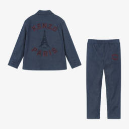 KENZO KIDS-بدلة دنيم بطبعة برج إيفل لون أزرق للأولاد | Childrensalon Outlet