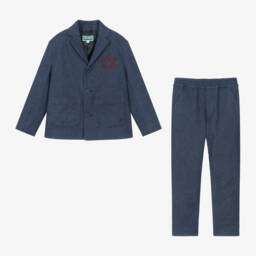 KENZO KIDS-بدلة دنيم بطبعة برج إيفل لون أزرق للأولاد | Childrensalon Outlet