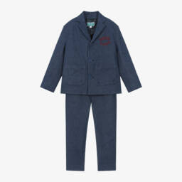 KENZO KIDS-بدلة دنيم بطبعة برج إيفل لون أزرق للأولاد | Childrensalon Outlet