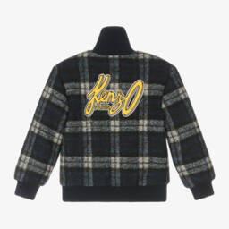 KENZO KIDS-Boys Navy Plaid Wool Jacket | Childrensalon Outlet