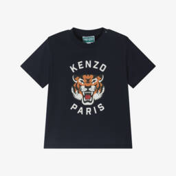 KENZO KIDS-Boys Navy Tiger Cotton Tee | Childrensalon Outlet