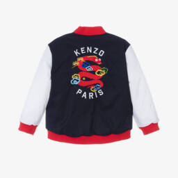 KENZO KIDS-Куртка-бомбер синий с простежкой для мальчиков | Childrensalon Outlet