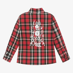 KENZO KIDS-Boys Red Tartan Cotton Shirt | Childrensalon Outlet