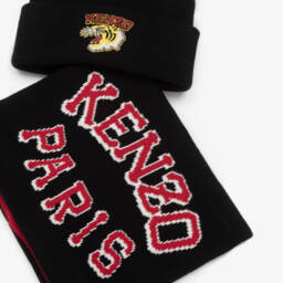KENZO KIDS-Boys Slate Grey Beanie and Snood | Childrensalon Outlet
