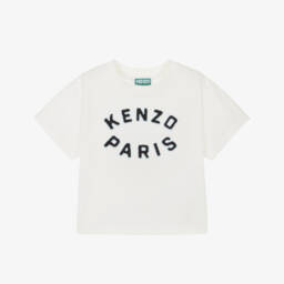 KENZO KIDS-Boys Soft White Logo Tee | Childrensalon Outlet