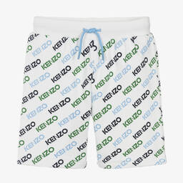 كينزو كيدز-شورت قطن لون أبيض للأولاد | Childrensalon Outlet