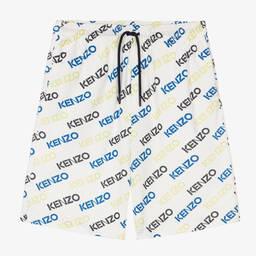 KENZO KIDS-Boys White Cotton Logo Shorts | Childrensalon Outlet