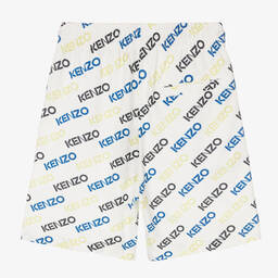 KENZO KIDS-Boys White Cotton Logo Shorts | Childrensalon Outlet