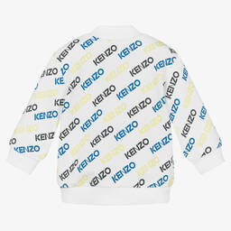 KENZO KIDS-Boys White Cotton Logo Zip-Up Top | Childrensalon Outlet