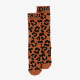 كينزو كيدز-جوارب بنقشة الفهد لون برتقالي | Childrensalon Outlet