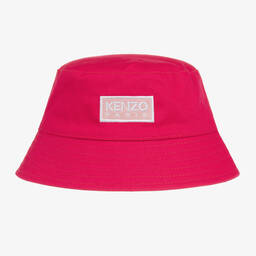 KENZO KIDS-Fuchsia Pink Cotton Logo Bucket Hat | Childrensalon Outlet