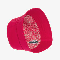KENZO KIDS-Fuchsia Pink Cotton Logo Bucket Hat | Childrensalon Outlet