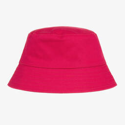 KENZO KIDS-Fuchsia Pink Cotton Logo Bucket Hat | Childrensalon Outlet