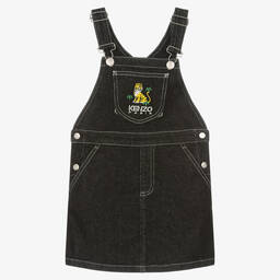 KENZO KIDS-Girls Black Denim KOTORA Dungaree Dress | Childrensalon Outlet