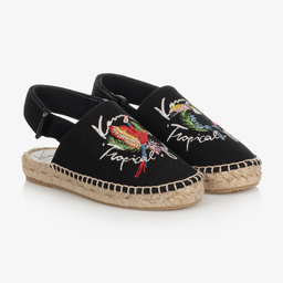 KENZO KIDS-Girls Black Espadrille Sandals | Childrensalon Outlet