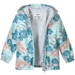 KENZO KIDS-Сине-коралловый дождевик для девочек | Childrensalon Outlet