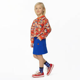 KENZO KIDS-Синяя хлопковая юбка с цветком | Childrensalon Outlet