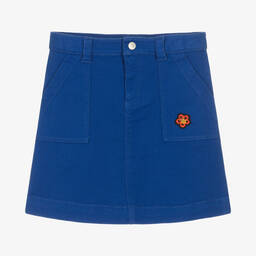 KENZO KIDS-Синяя хлопковая юбка с цветком | Childrensalon Outlet