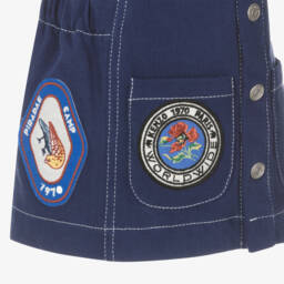 KENZO KIDS-Girls Blue Cotton Pinafore Dress | Childrensalon Outlet