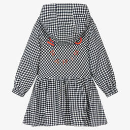 KENZO KIDS-فستان قطن فلانيل كاروهات لون أزرق وأبيض | Childrensalon Outlet