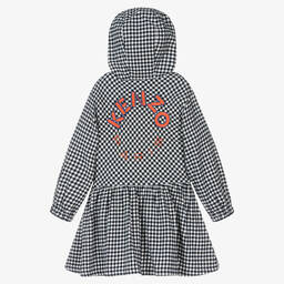 KENZO KIDS-فستان قطن فلانيل كاروهات لون أزرق وأبيض | Childrensalon Outlet