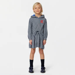 KENZO KIDS-فستان قطن فلانيل كاروهات لون أزرق وأبيض | Childrensalon Outlet