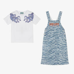 KENZO KIDS-Футболка и голубой джинсовый сарафан | Childrensalon Outlet