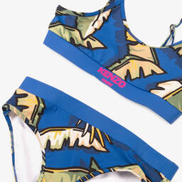 KENZO KIDS-Girls Blue Jungle Print Bikini | Childrensalon Outlet