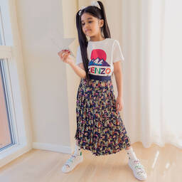 KENZO KIDS-Синяя плиссированная юбка для девочек | Childrensalon Outlet
