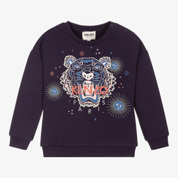 KENZO KIDS-Синий свитшот с тигром для девочек | Childrensalon Outlet
